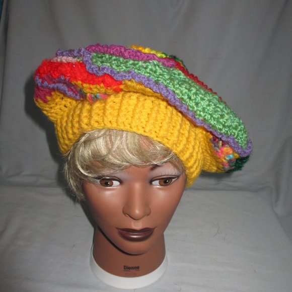 HAT Crochet NEW 2 PC SET Handmade Hat Size 20"-22" M SCARF Cap WOMEN`S beret - Picture 7 of 12